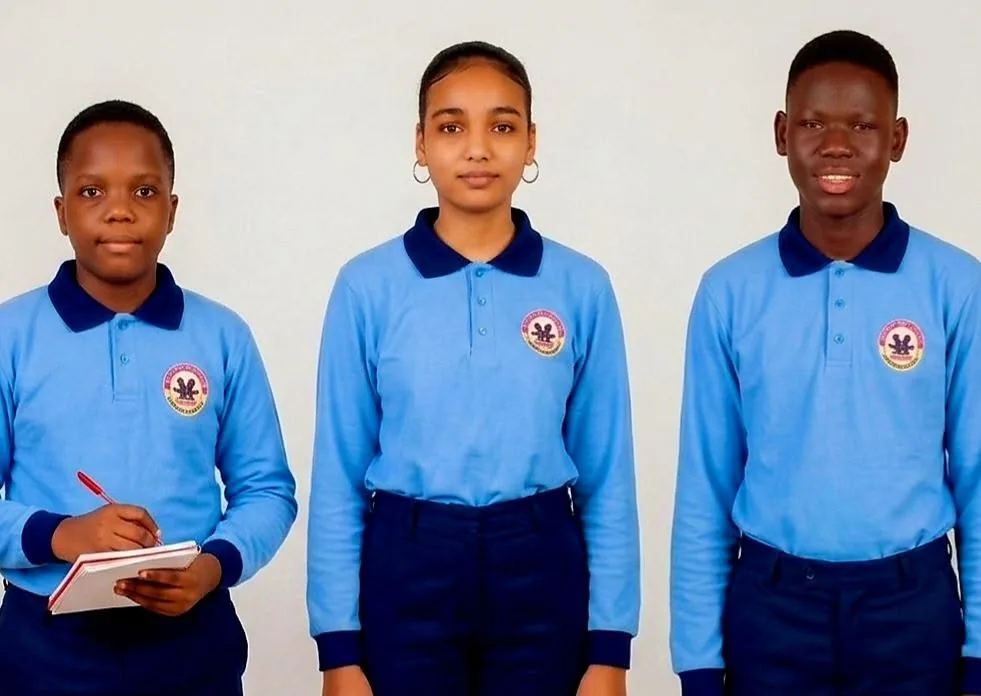 RIS top three achievers in school uniform
